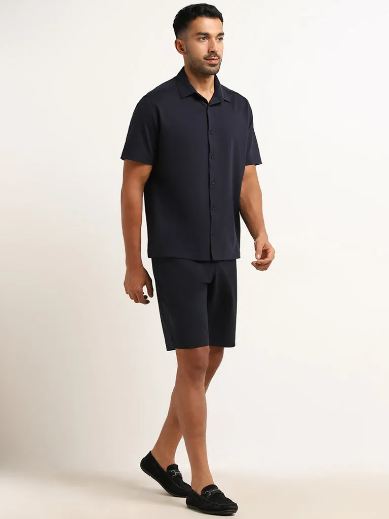 Ascot Navy Relaxed Fit Mid Rise Shorts