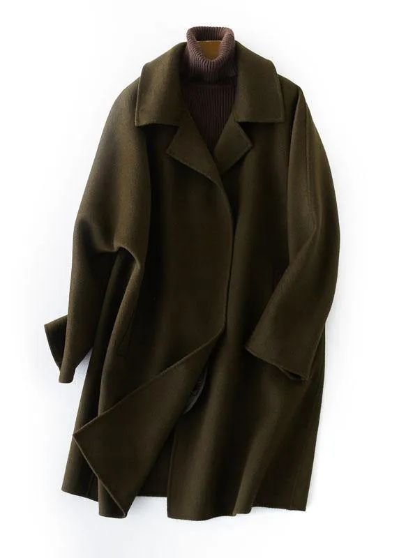 boutique brown Woolen Coat Women trendy plus size Jackets & Coats straight coat lapel collar