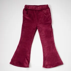 Burgundy Velour Corduroy Bell Bottoms For Babies, Toddlers And Girls