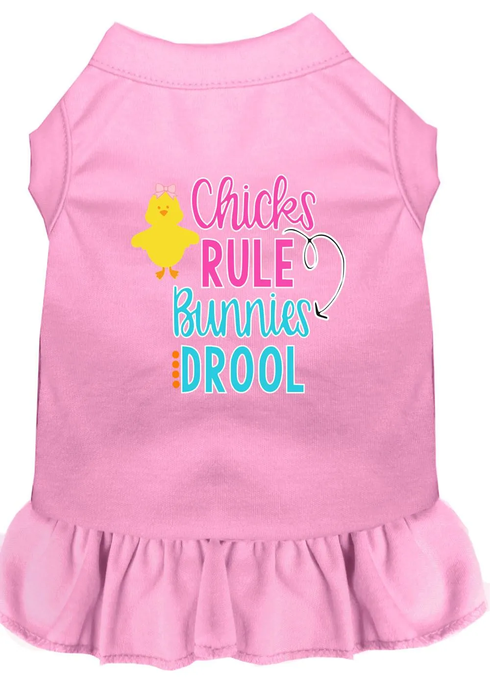 Chicks Rule Screen Print Dog Dress Light Pink Xxxl (20)