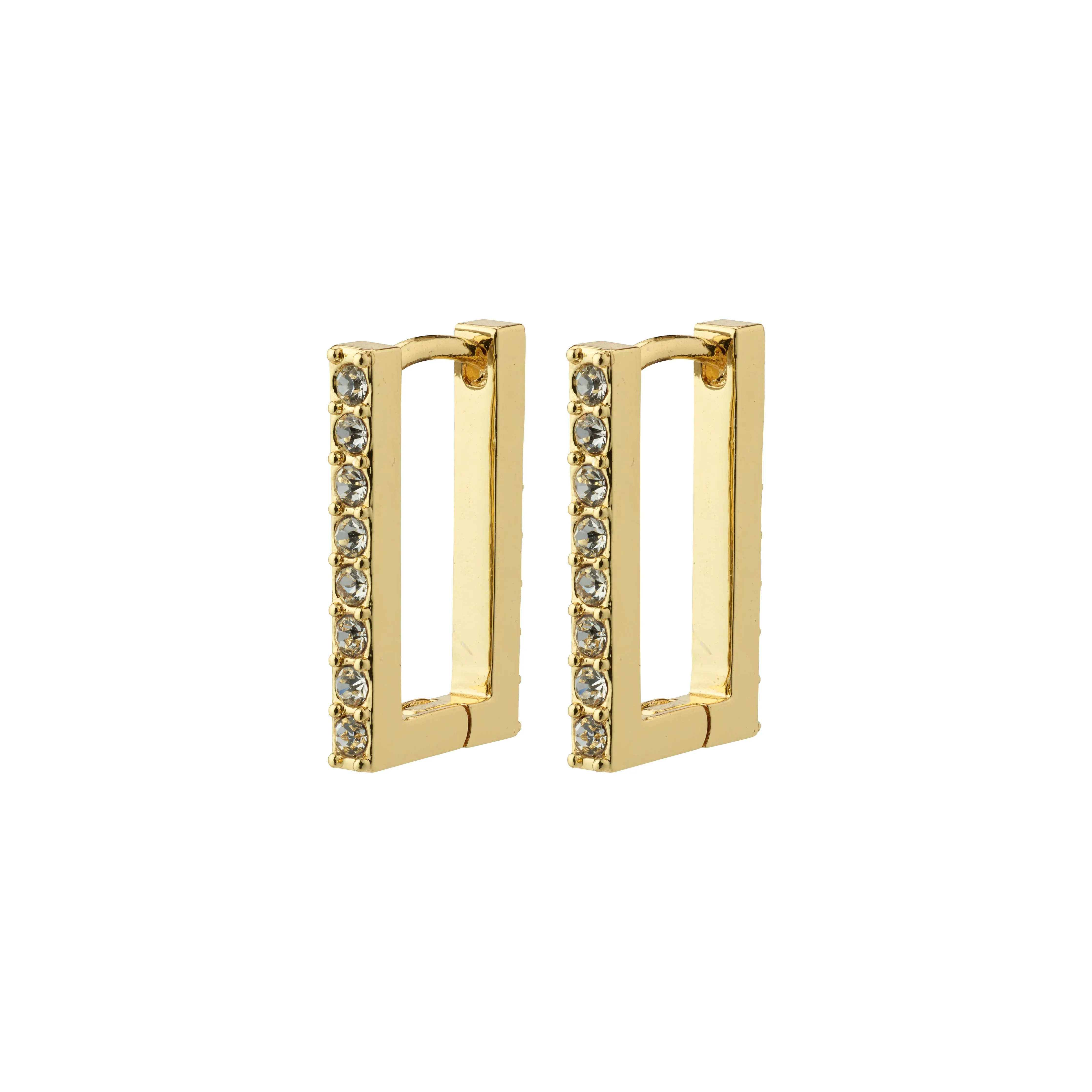 COBY recycled crystal square hoop earrings gold-plated