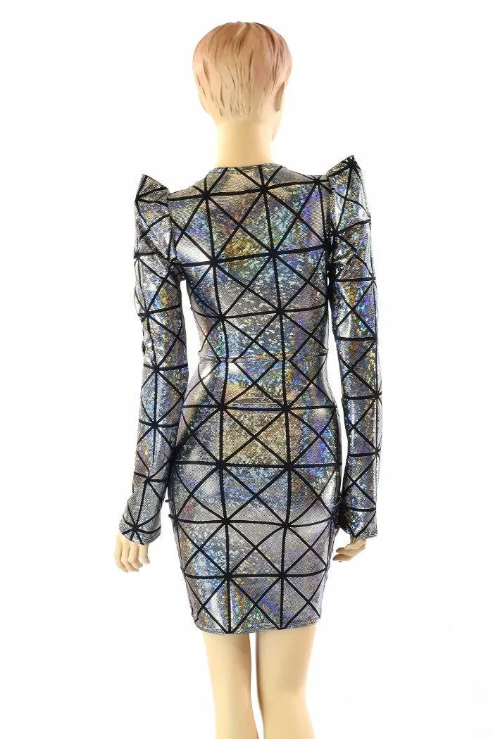 Cracked Tiles Sharp Shoulder Dress