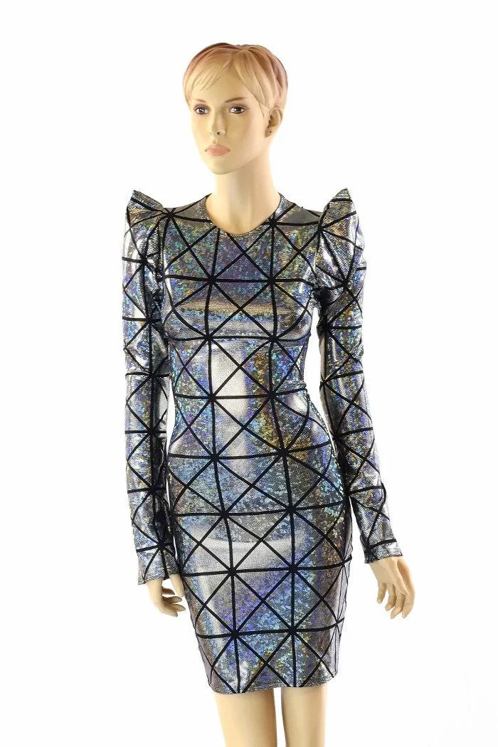 Cracked Tiles Sharp Shoulder Dress