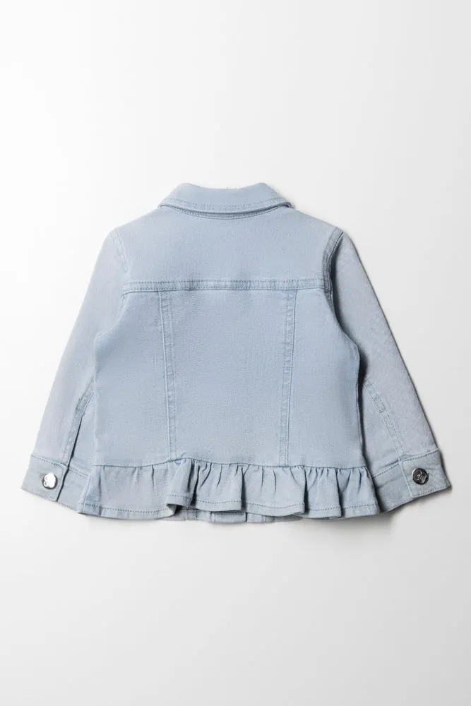 Denim Jacket With Frill Navy