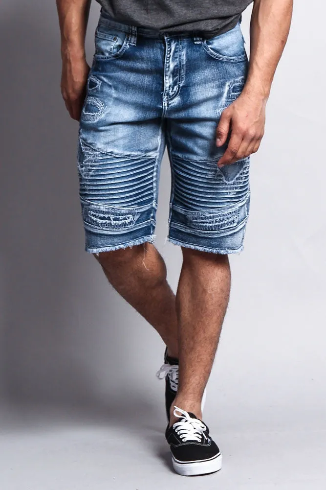 Distressed Biker Denim Shorts