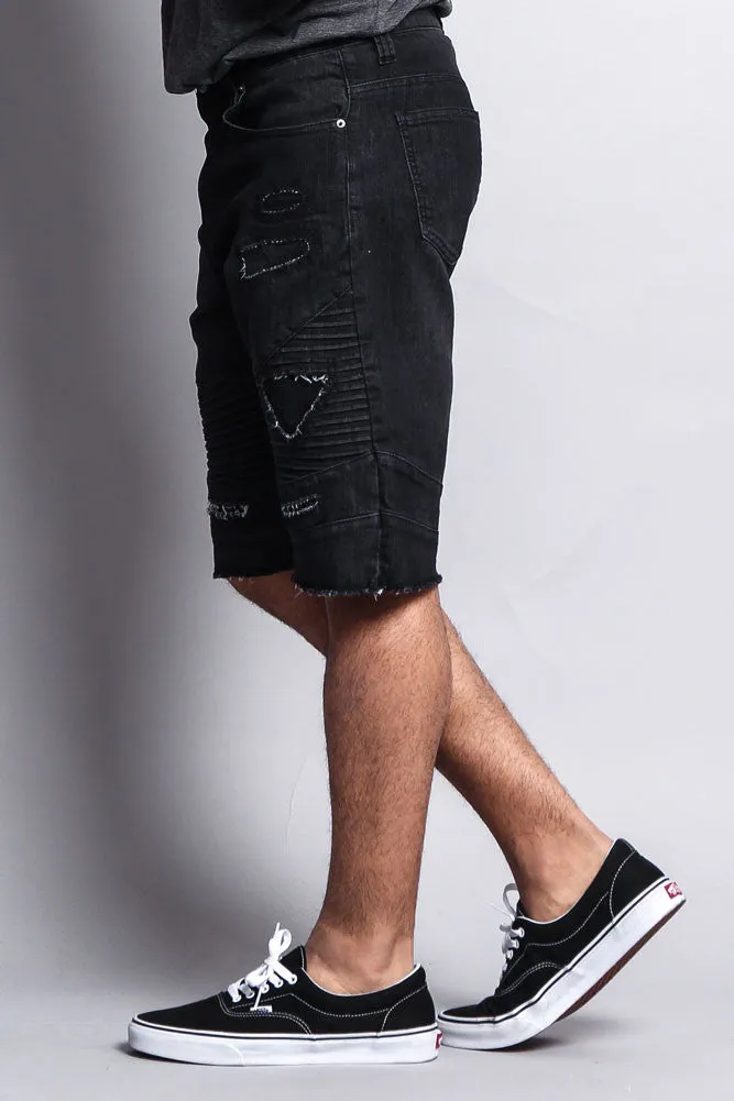 Distressed Biker Denim Shorts