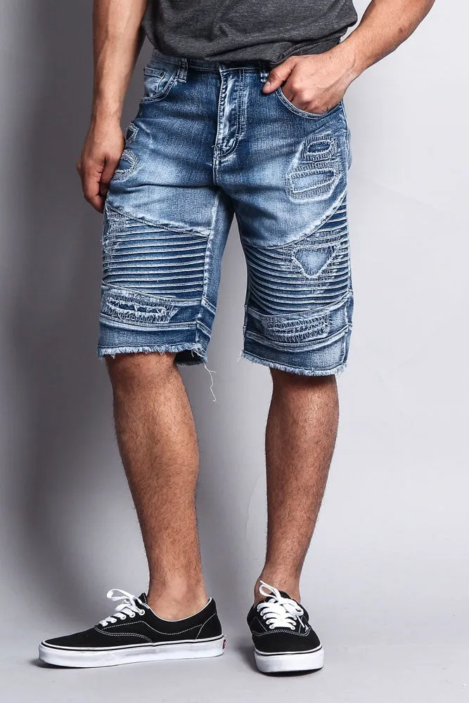 Distressed Biker Denim Shorts