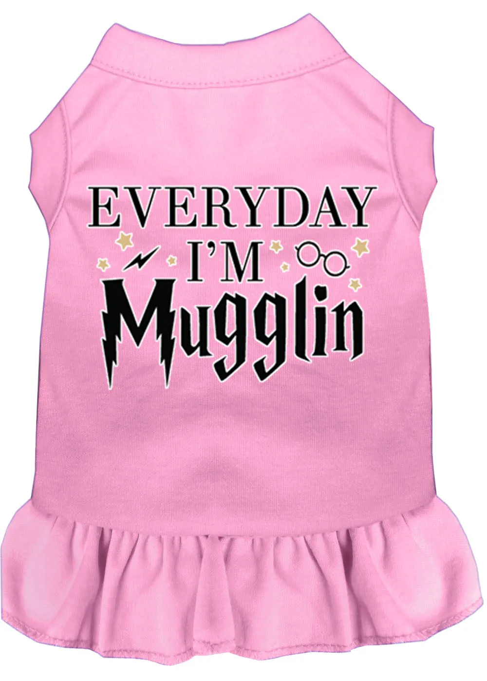 Everyday I'm Mugglin Screen Print Dog Dress Light Pink Xl (16)