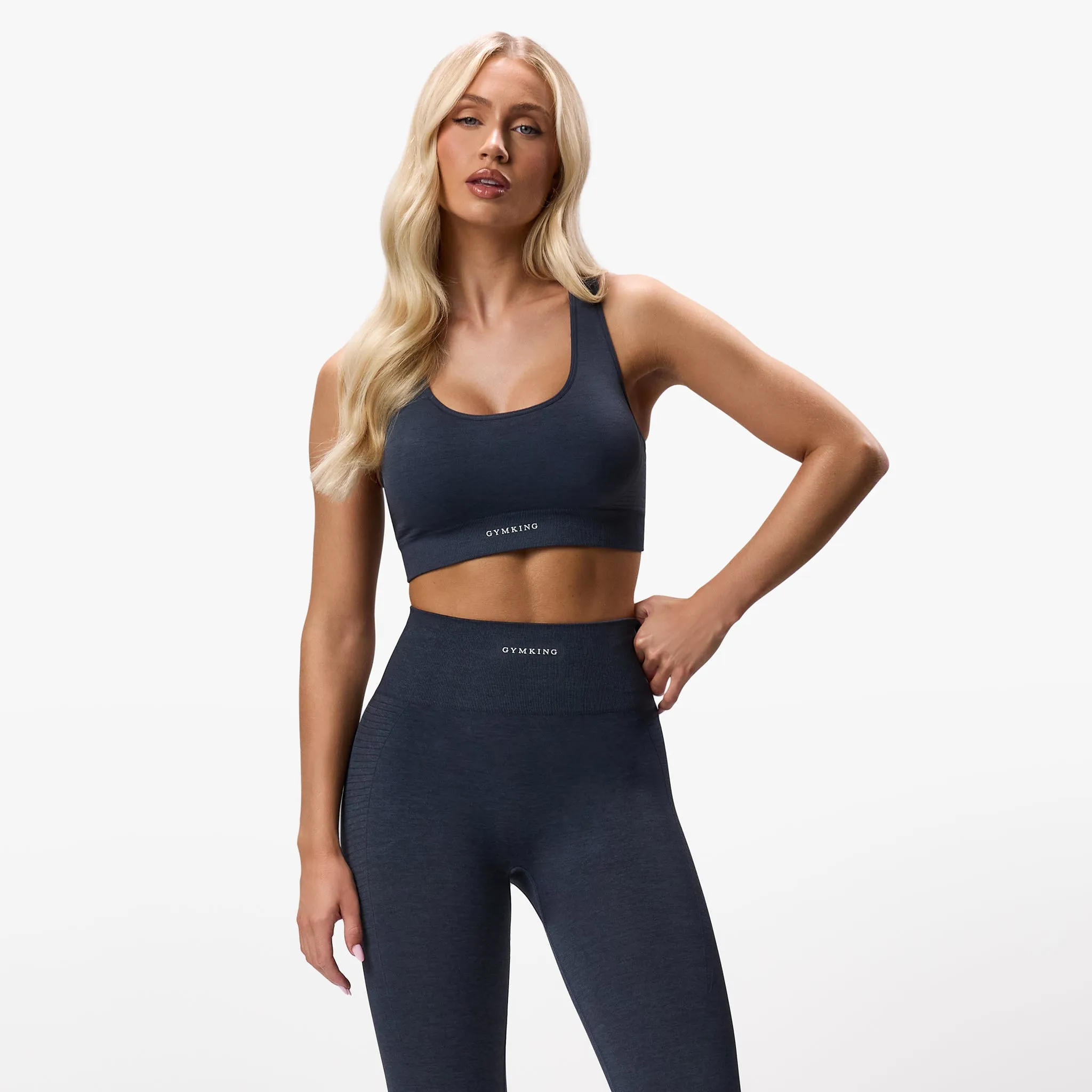 Gym King Results 2.0 Seamless Cross Over Bra - Midnight Blue