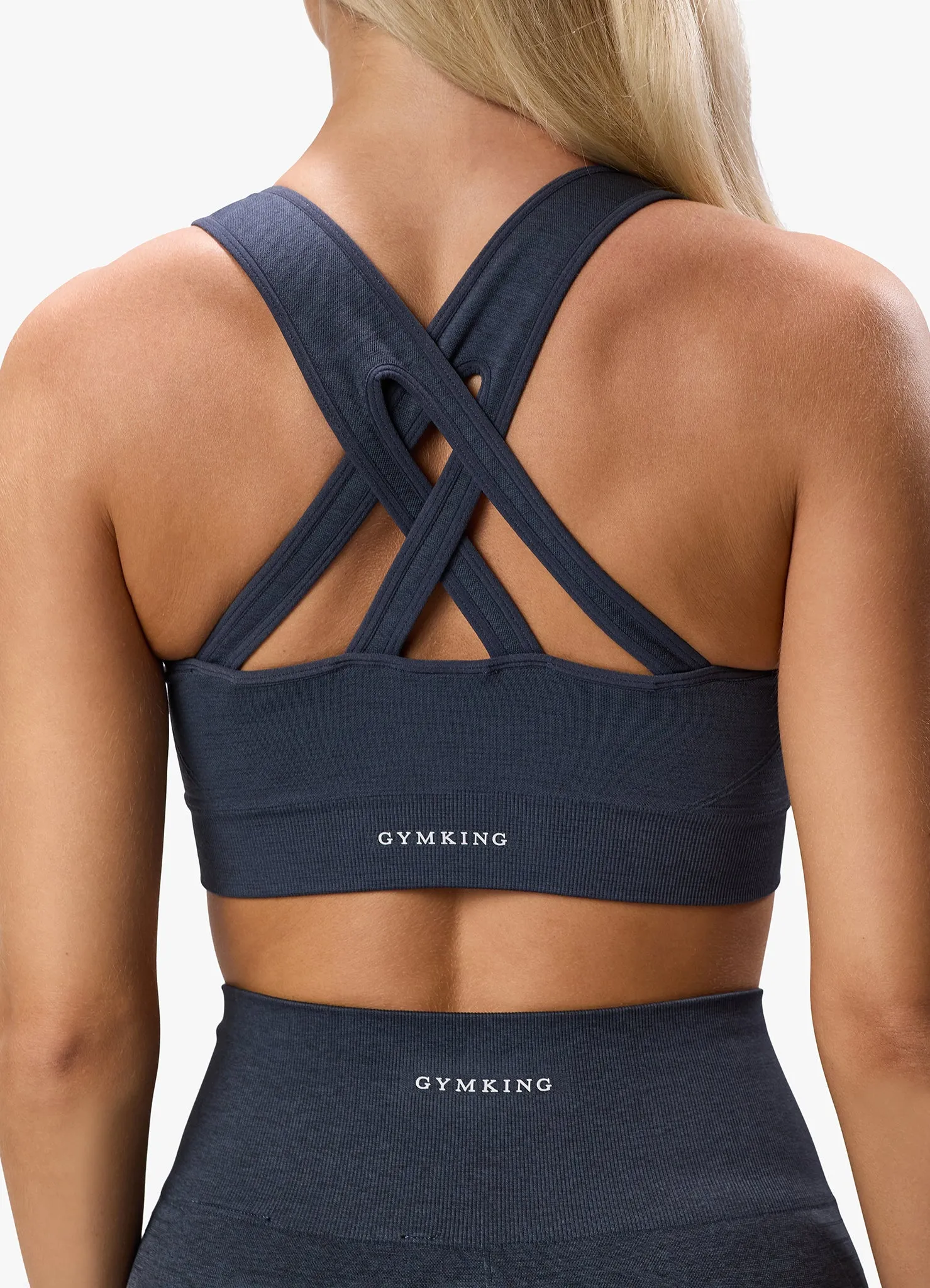 Gym King Results 2.0 Seamless Cross Over Bra - Midnight Blue