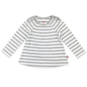 Heather Stripe Organic Cotton Long Sleeve Peasant Top