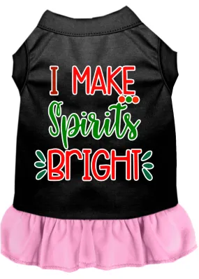 I Make Spirits Bright Screen Print Dog Dress Black With Light Pink Xxxl