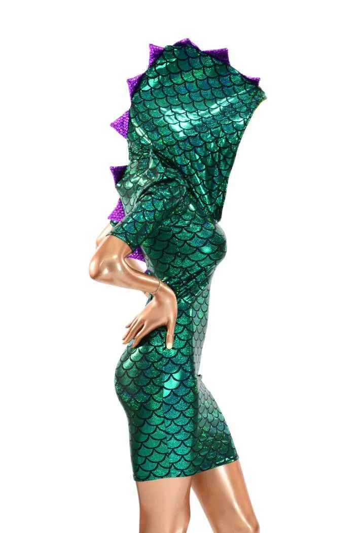 Mardi Gras Sharp Shoulder Dragon Dress