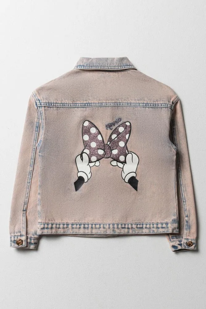 Minnie Mouse Distressed Denim Jacket Light Wash