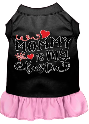 Mommy Is My Bestie Screen Print Dog Dress Black With Light Pink Xxxl (20)