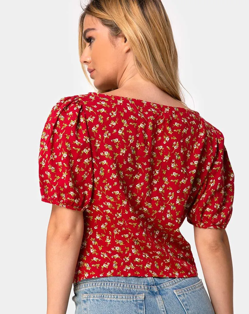 Moria Top in Falling For You Floral Red