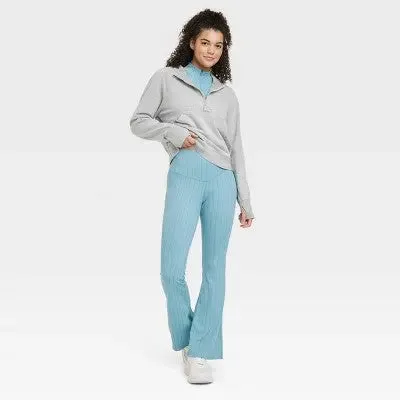 Open Box - Women's Rib Flare Leggings - JoyLab Light Blue XS