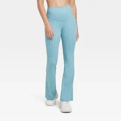 Open Box - Women's Rib Flare Leggings - JoyLab Light Blue XS