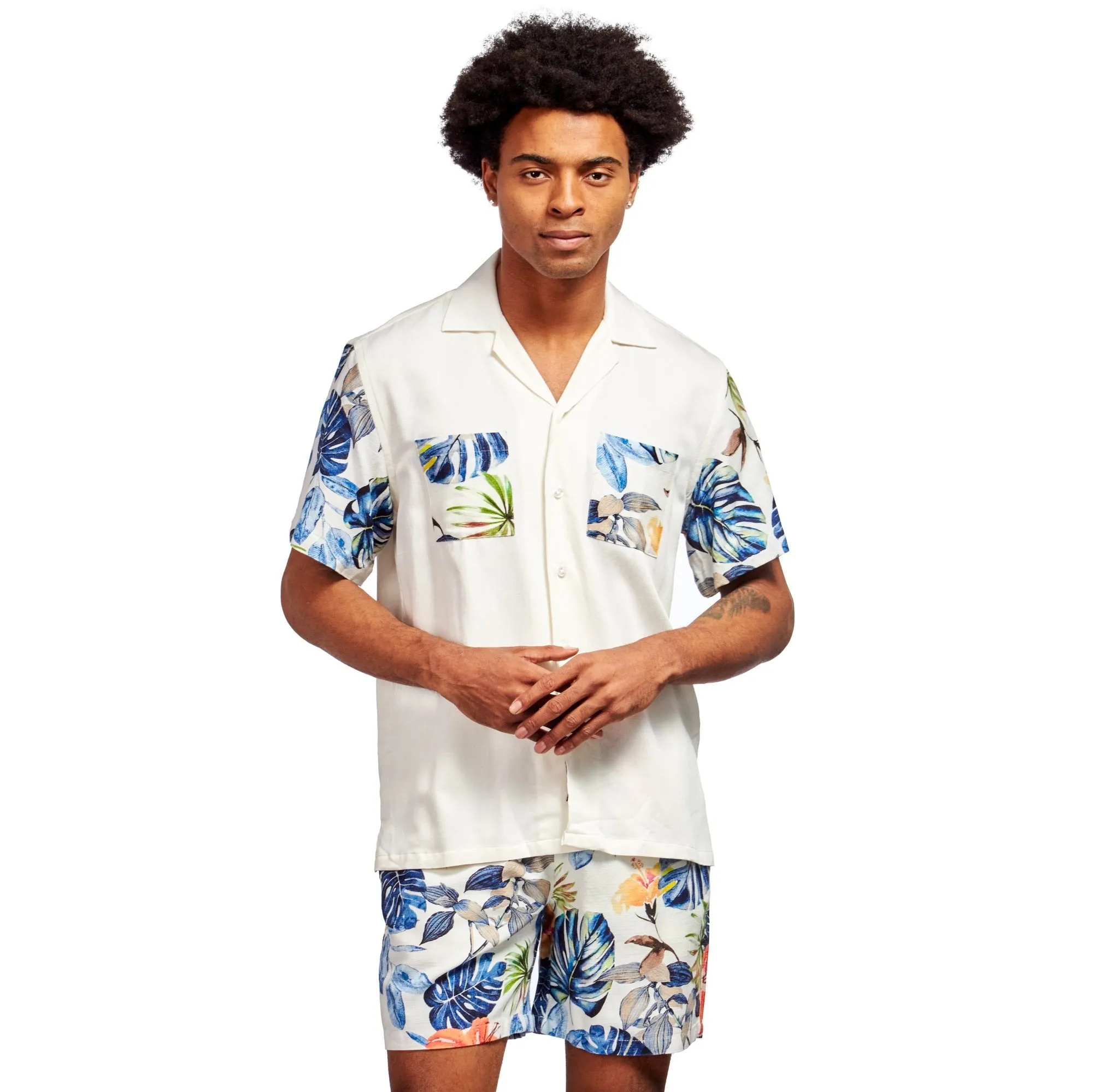 Paraíso Relaxed Fit Viscose Short Sleeve Shirt   Shorts Matching Set