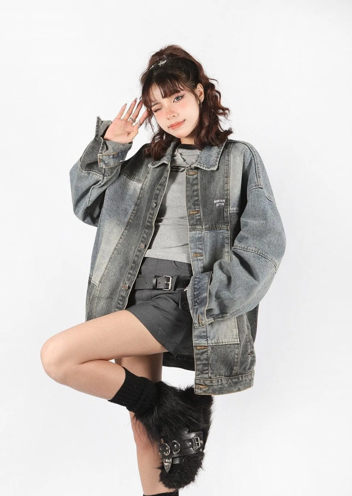 Patchwork Oversized Denim Jacket