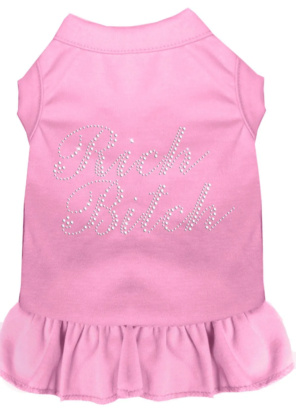 Rhinestone Rich Bitch Dress Light Pink Xs (8)