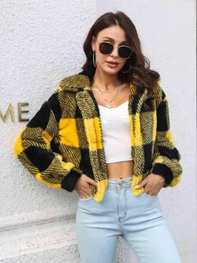 Trendy Plaid Jacket for Women | Stylish Dropped Shoulder Design