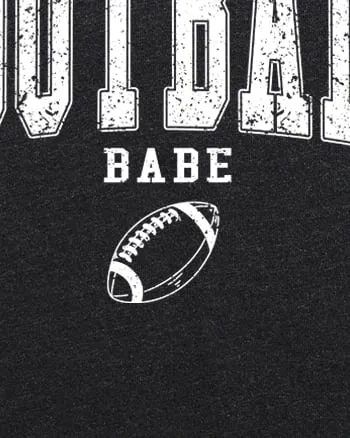 Varsity Football Babe Short Sleeve Graphic Tee | Black